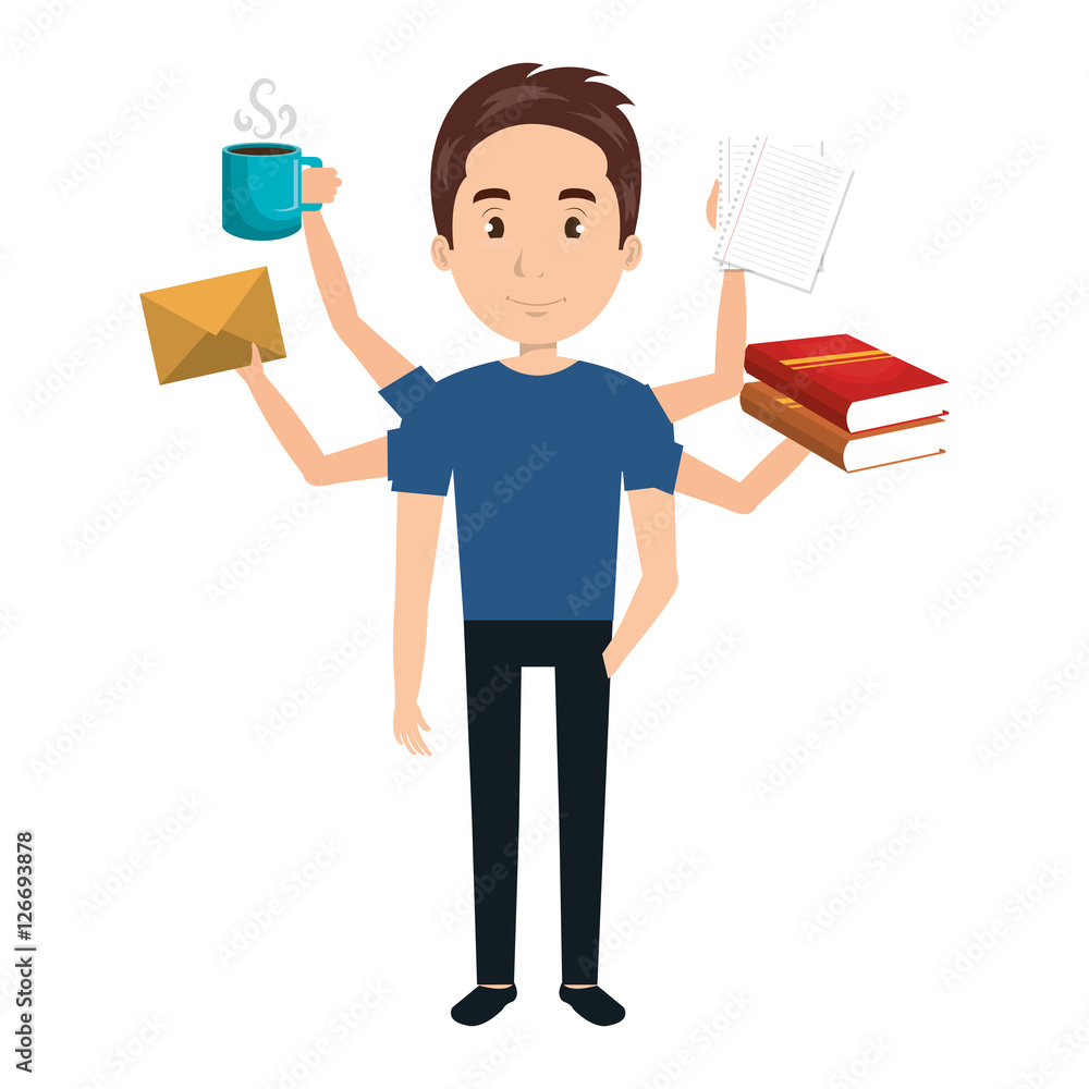 very busy person character vector illustration design very busy person character vector illustration design