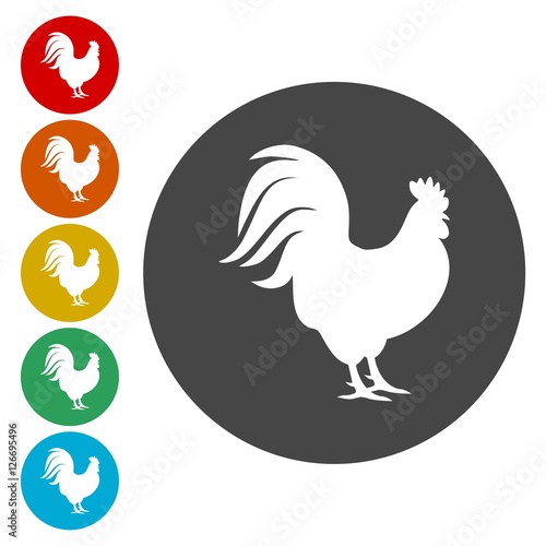 Rooster silhouette icons set 
    