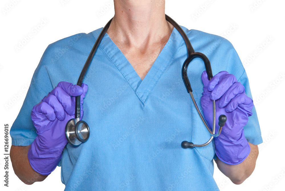 Medical nurse with a stethoscope isolated on white. Medical nurse with a stethoscope isolated on white.