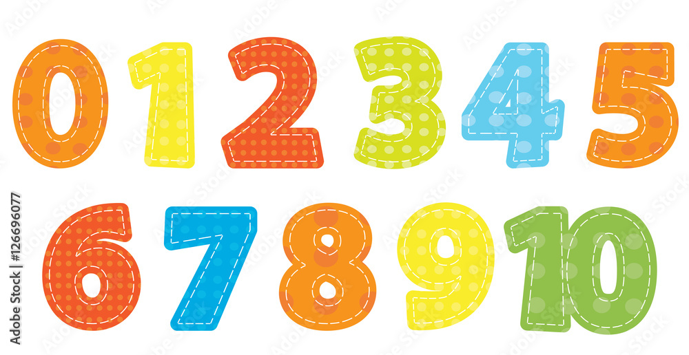 numbers collection /dotted fabric
