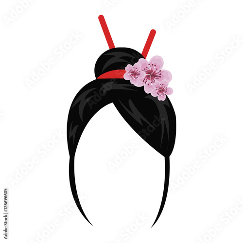 geisha wig hair style icon vector illustration design
