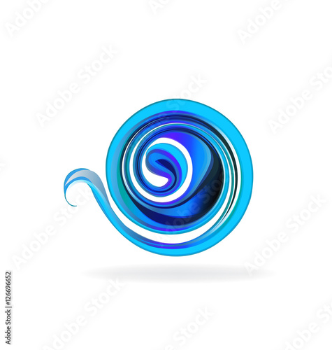 Wave swirly vivid blue color logo design