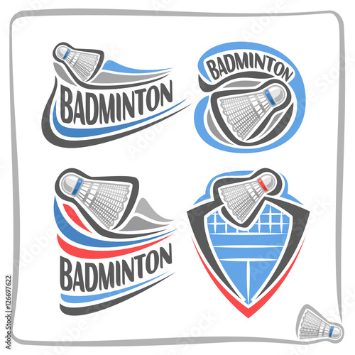Vector abstract logo Badminton Shuttlecock, decoration sign sports club, simple line shuttlecock flying above net in goal, isolated sporting games icon on white, flat design badminton school blazon