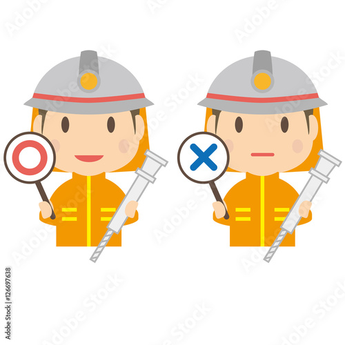 かわいい消防士　上半身　男性