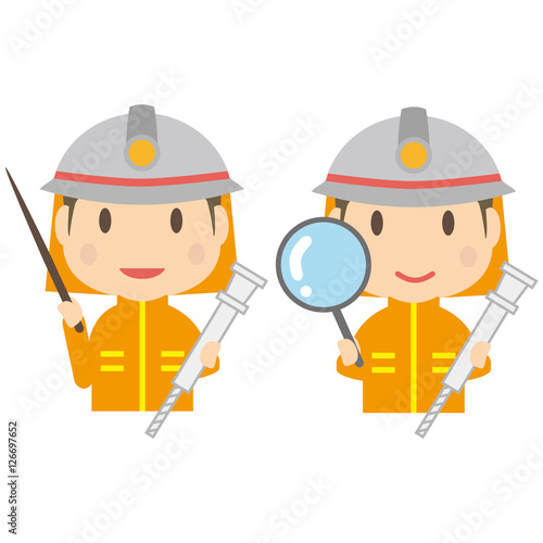 かわいい消防士　上半身　男性