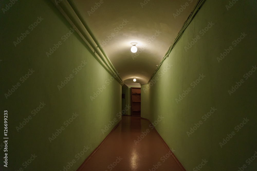 dark corridor with green walls and a light bulb on the ceiling dark corridor with green walls and a light bulb on the ceiling