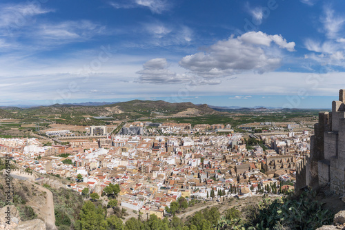 Sagunto town from the roman castle fortification near Valencia Spain Panorama view