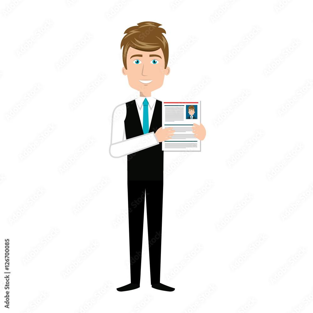 businessman with curriculum vitae vector illustration design