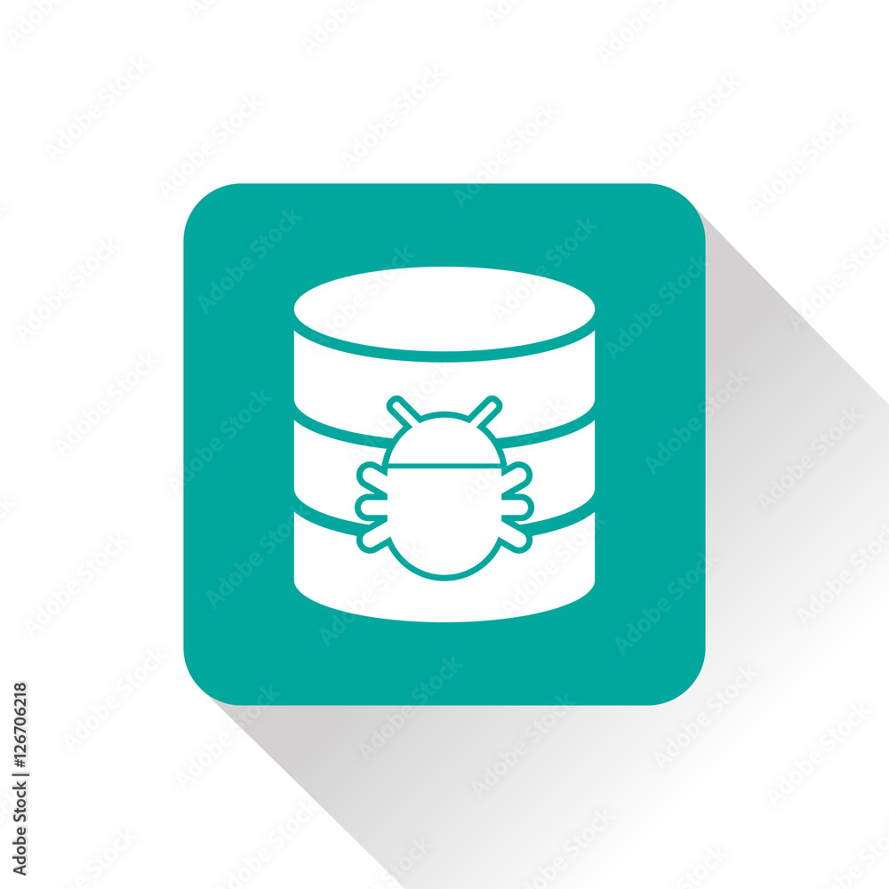 Bug in database flat icon. Computing vector illustration Bug in database flat icon. Computing vector illustration