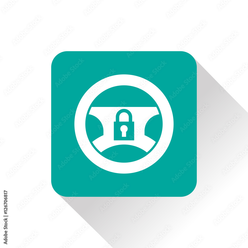 Locked steering wheel vector hmi dashboard flat icon Locked steering wheel vector hmi dashboard flat icon