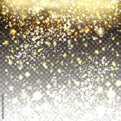 Golden and silver glitter particles background effect for luxury