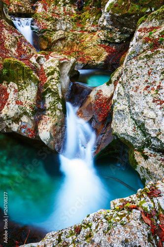 Mountain creek autumn in the Lepena valley photo