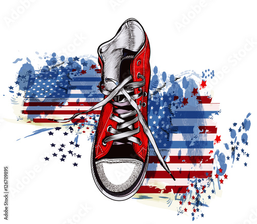 Fashion background with sports boots sneakers