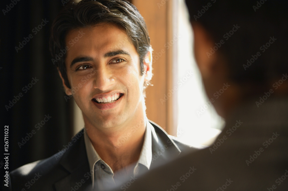 male colleagues talking (close-up, horizontal) male colleagues talking (close-up, horizontal)