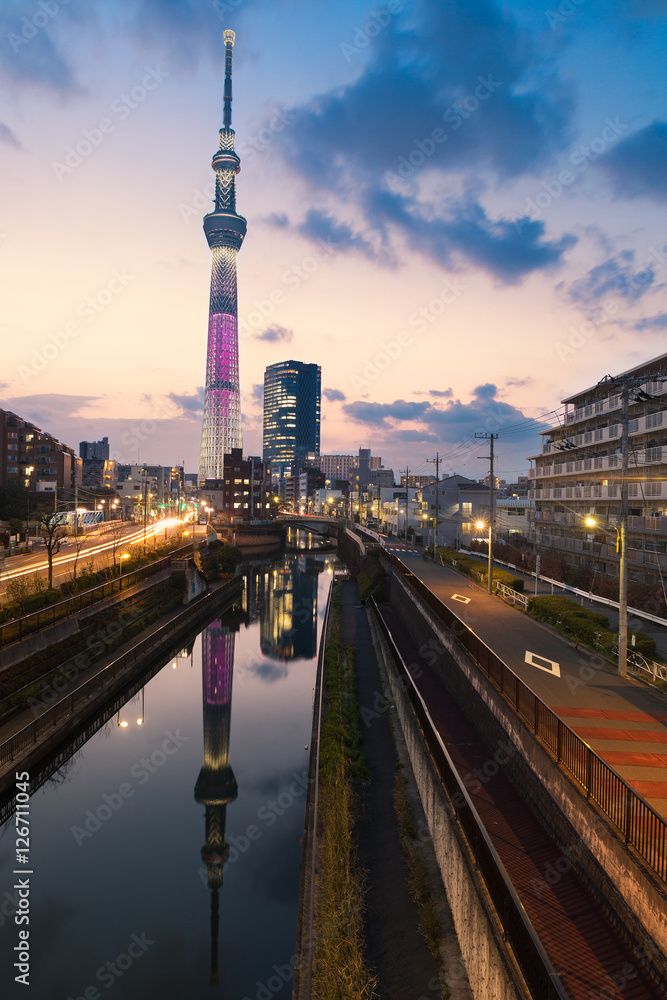 Tokyo Skytree Tower  in the Twitlight time.Tokyo, Japan.