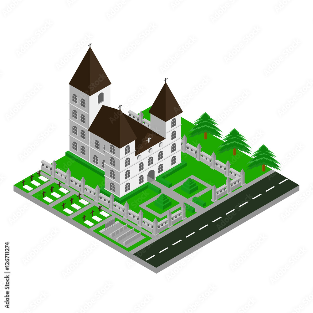 Isometric Church Building Isometric Church Building
