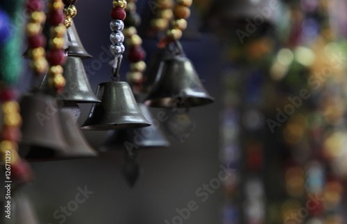 Close up of hanging bells