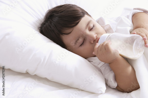 baby boy, asleep with bottle