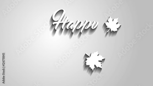 4K Thanksgiving greeting card with Happy Thanksgiving animation lettering text. Ifinity loop thanksgiving card. White text. Gray background. Animate shadows. photo