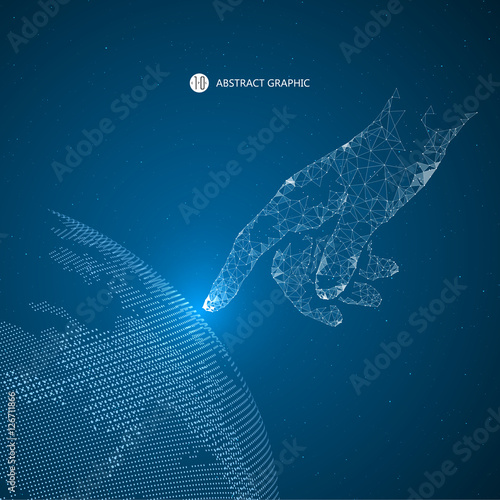 Touch the future, vector illustration of a sense of science and technology.