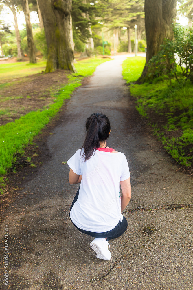 Asian girl ready for go jogging