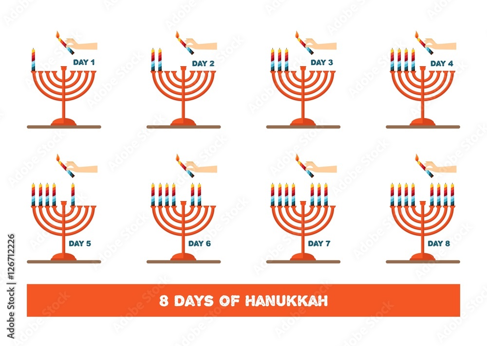 lightning candles for jewish holiday , hanukkah. illustration. Stock Vector  | Adobe Stock
