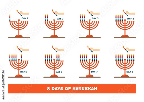 lightning candles for jewish holiday , hanukkah. illustration.