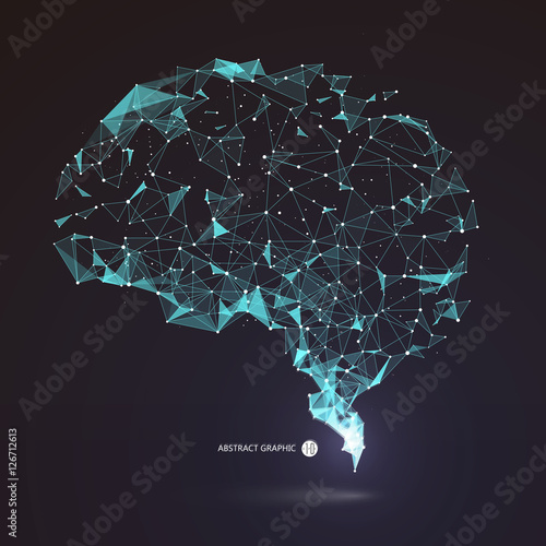 Wires from the point of brain graphics, vector illustration.
