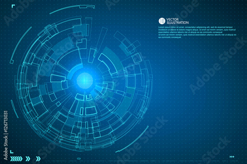 Three-dimensional interface technology, science fiction scene.