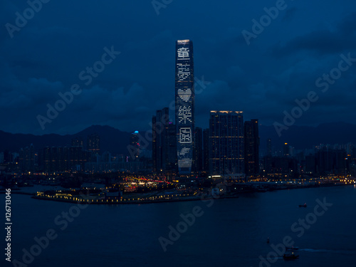 Hong Kong Harbour   Kowloon skyline at night