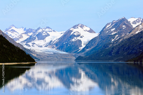 Boat sailing past Alaskan Glacier Landscape  © tpc0361