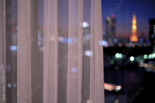Canvas Print Looking outside through the race curtain