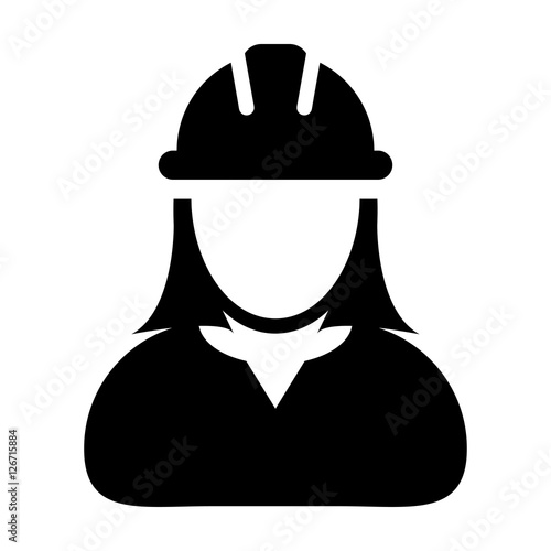 Woman Construction Worker, Employee, Engineer Vector Icon illustration