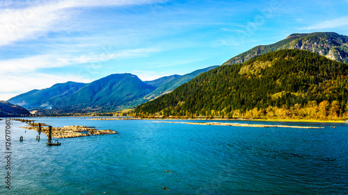 Harrison River at Harrison Mills as it flows through the Fraser Valley of British Columbia to the Fraser River © hpbfotos