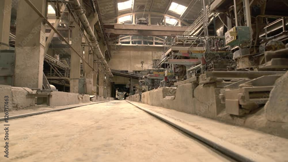 View on empty workshop of old brick factory