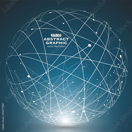 Point and curve constructed the sphere wireframe, technological sense abstract illustration.