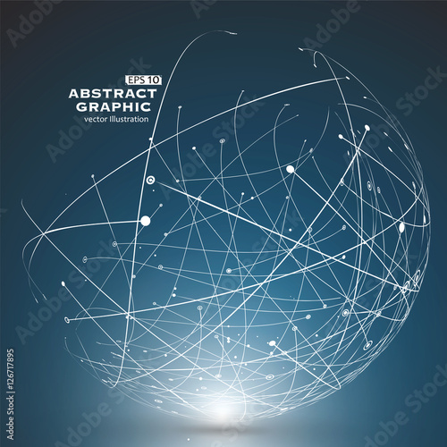 Point and curve constructed the sphere wireframe, technological sense abstract illustration.