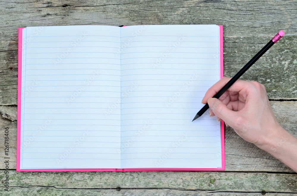 notebook with hand write on table notebook with hand write on table
