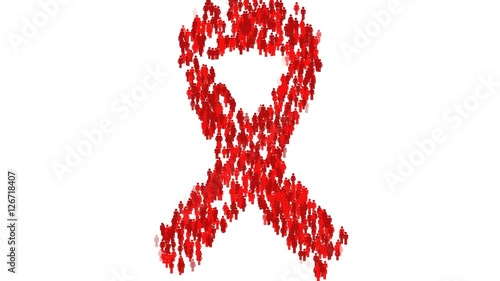 World Aids day motion graphic with alpha channel. Red ribbon forming with male and female symbols.