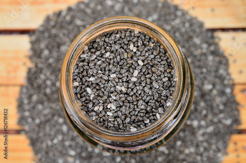 chia seed in jar on table