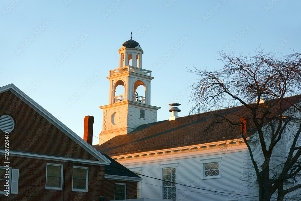 sunlight on old bell tower