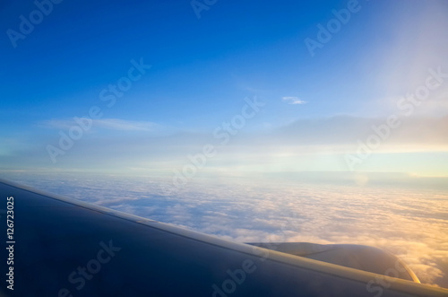 An aerial view from an airplane
