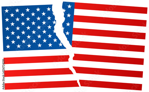 Broken flag of United States of America