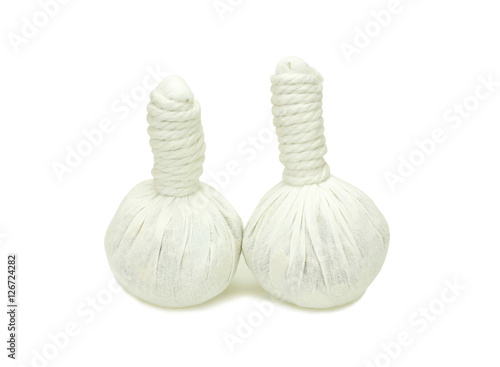 Spa herbal compressing ball on white background