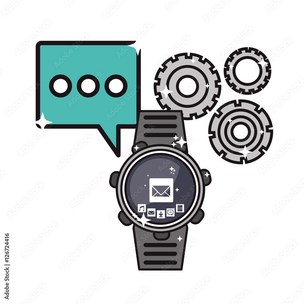 Naklejka premium smartwatch and communication related icons image vector illustration design