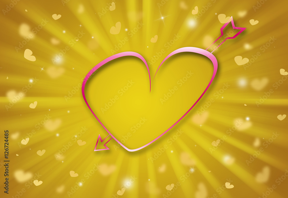 Heart valentine day glitter sparkles defocused rays lights bokeh abstract background.