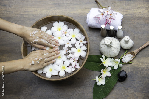 Spa treatment and product for female feet and hand spa, Thailand. select and soft focus