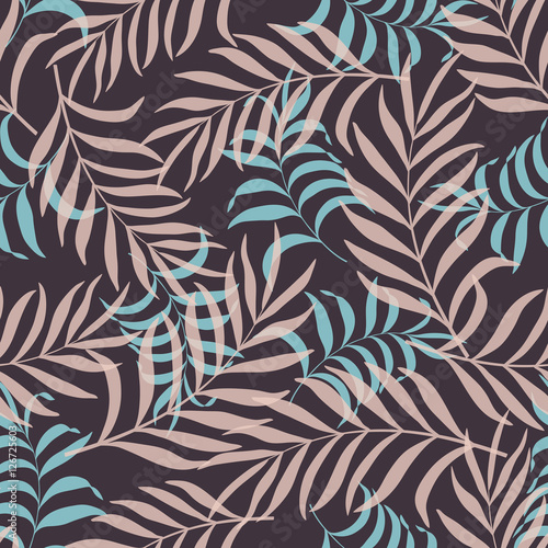 Tropical background with palm leaves. Seamless floral pattern