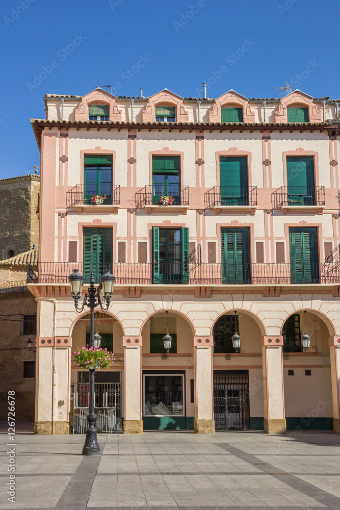Old building at the central square in Huesca