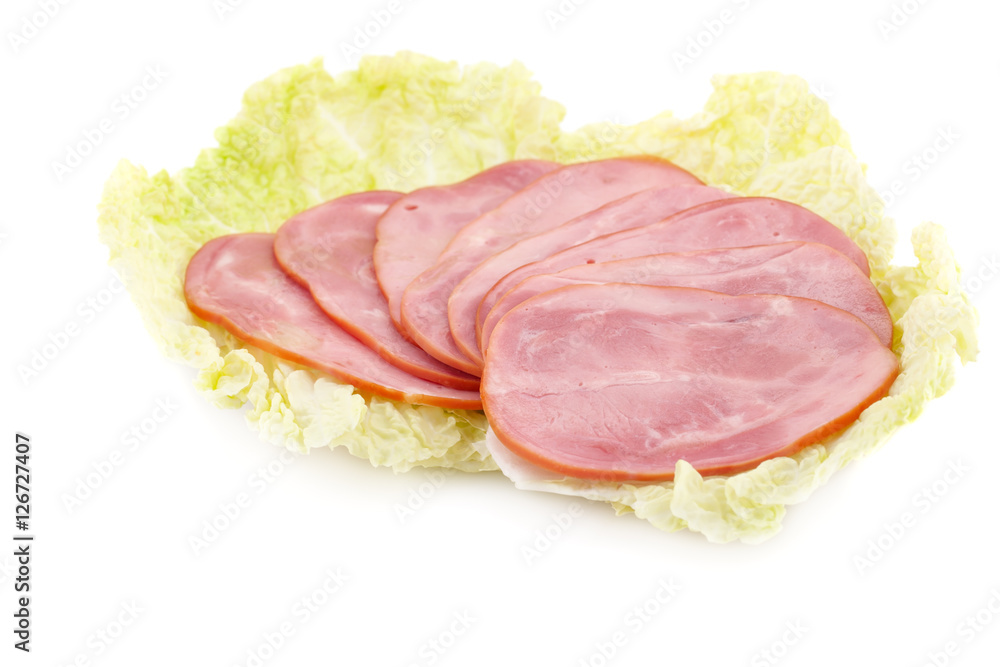 Ham on lettuce